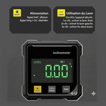Inclinomètre Laser Magnétique Digital Vexton™ Pro – Rapporteur d'Angle Double Face de Précision