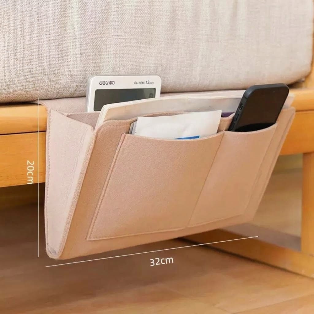 VaraLiving™ Organisateur de Lit Suspendu en Feutre | Poche de Chevet Pratique pour Téléphone, Livres & Télécommande