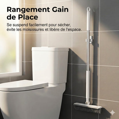Brosse de Nettoyage 2-en-1 pour Joints & Coins avec Raclette Intégrée