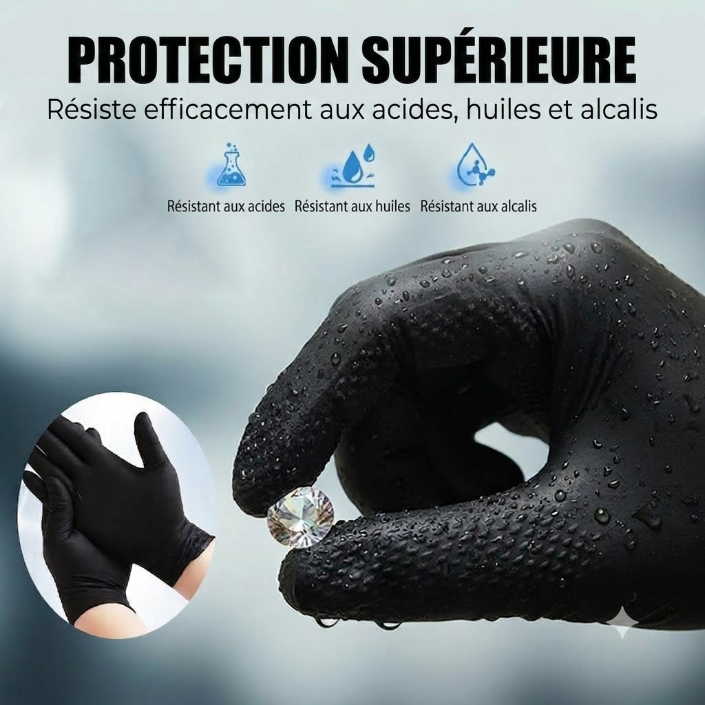 ANBOSON™ Gants en Nitrile Renforcés   Anti-Acide & Anti-Huile, Sans Poudre & Haute Adhérence