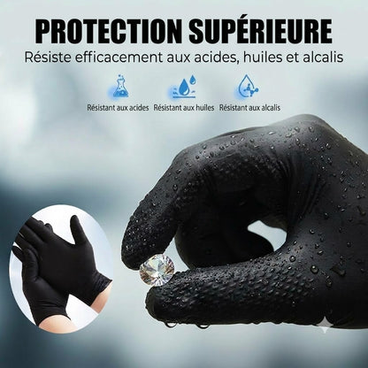ANBOSON™ Gants en Nitrile Renforcés   Anti-Acide & Anti-Huile, Sans Poudre & Haute Adhérence