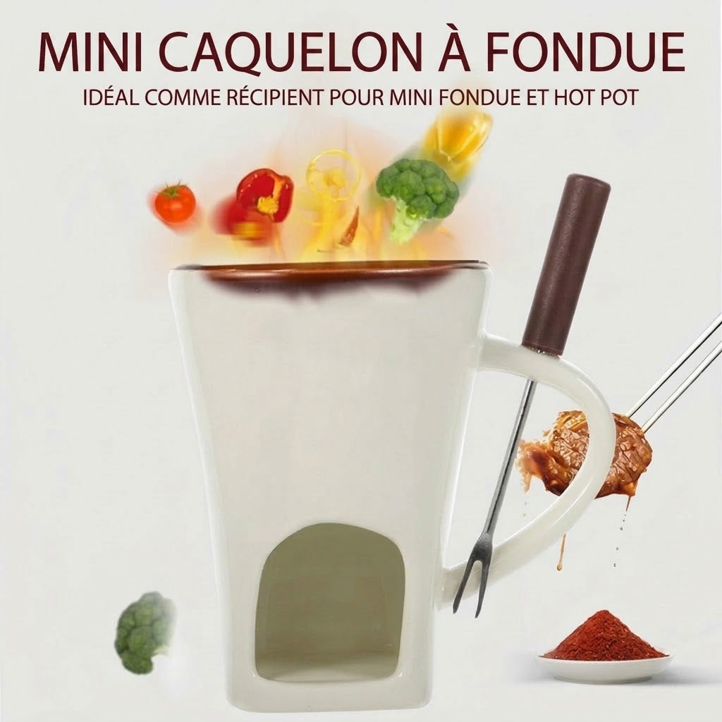 VaraLiving™ Mug Fondue au Chocolat Céramique (avec Fourchette)