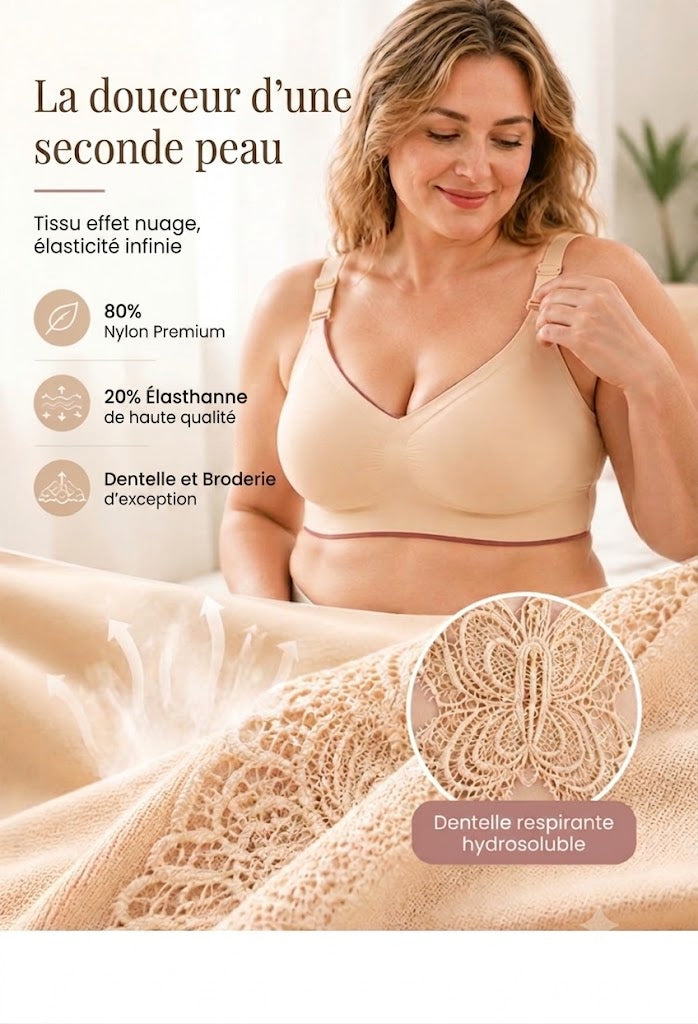 Soutien-Gorge Sans Armature avec Broderie Papillon – 1 ACHETÉ = 1 OFFERT (Pack de 2)