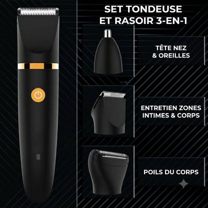 Tondeuse Corps Électrique 3-en-1 – Rasage Doux & Efficace