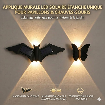 Applique Solaire Design "Haut & Bas" – Motifs Papillon & Chauve-souris (Étanche IP65)