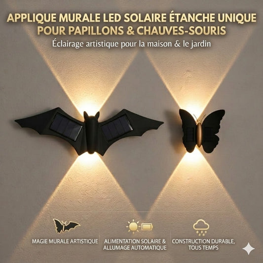 Applique Solaire Design "Haut & Bas" – Motifs Papillon & Chauve-souris (Étanche IP65)