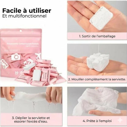 Serviettes Compressées en Coton – Ultra-Portables