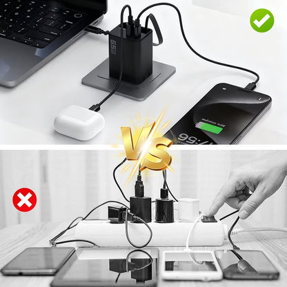 VaraLiving™ Chargeur GaN 65W 3-en-1 Rétractable