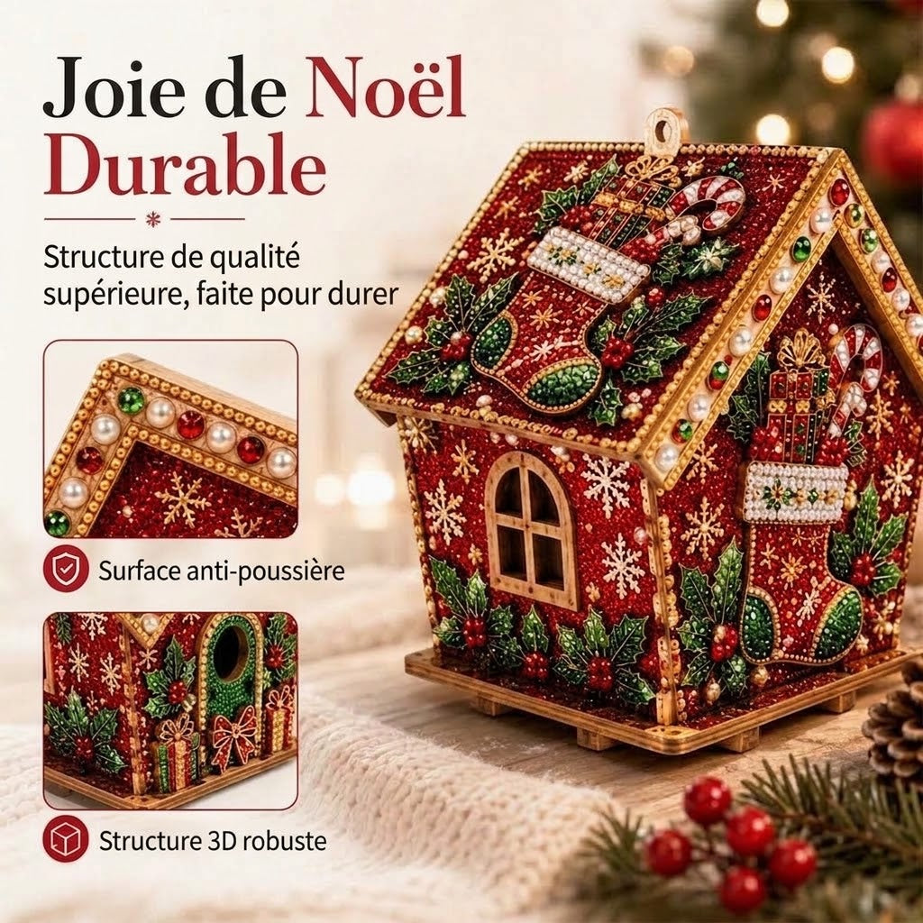 Peinture de perles 3D DIY pour Noël OmniLiving™ | Art diamant étincelant et décoration de Noël