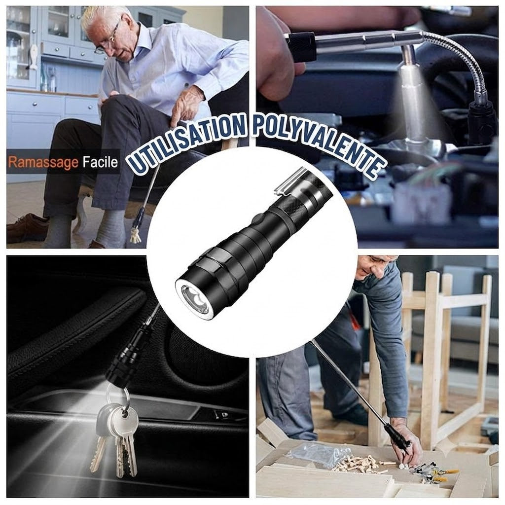 Lampe torche télescopique magnétique à LED - Flexible 360°