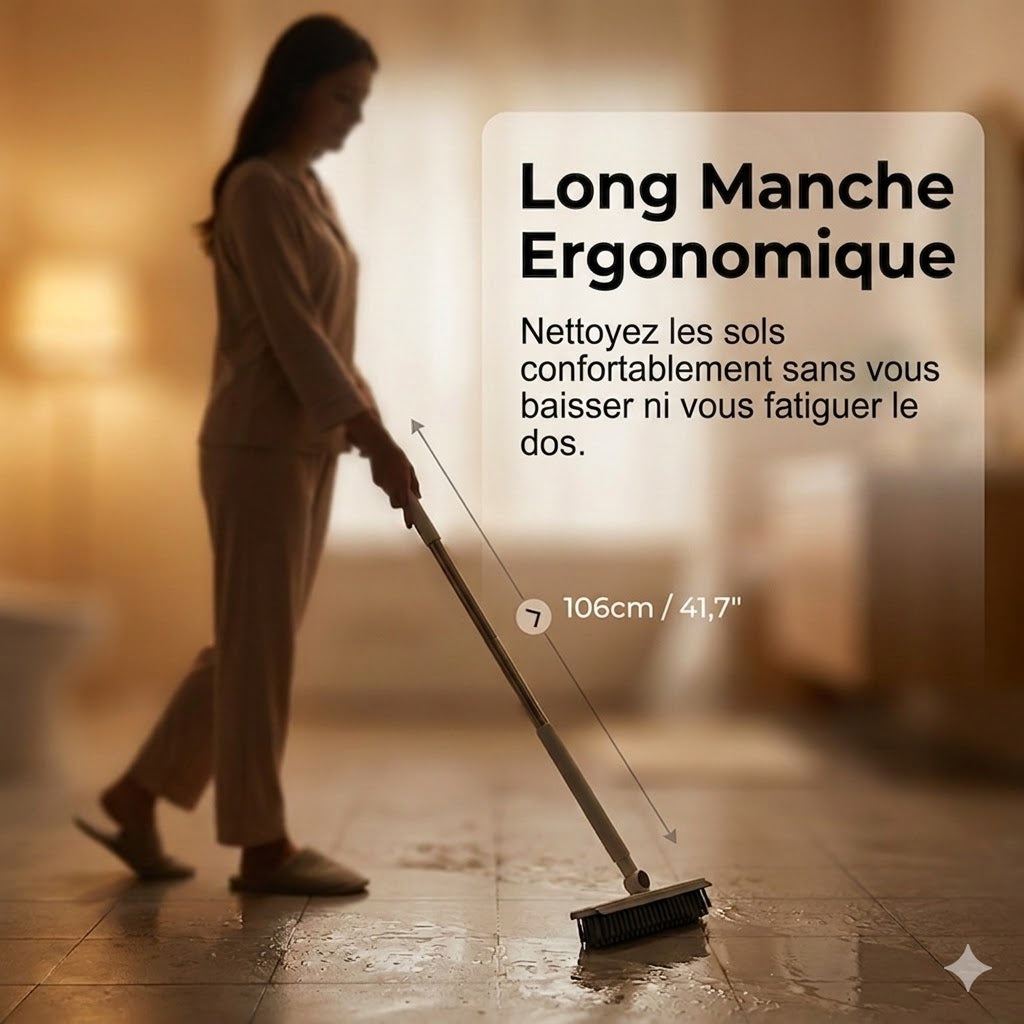 Brosse de Nettoyage 2-en-1 pour Joints & Coins avec Raclette Intégrée