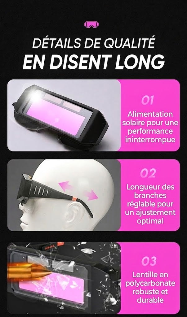 SilkEase™ Lunettes de Soudage à Obscurcissement Automatique (Solaires)