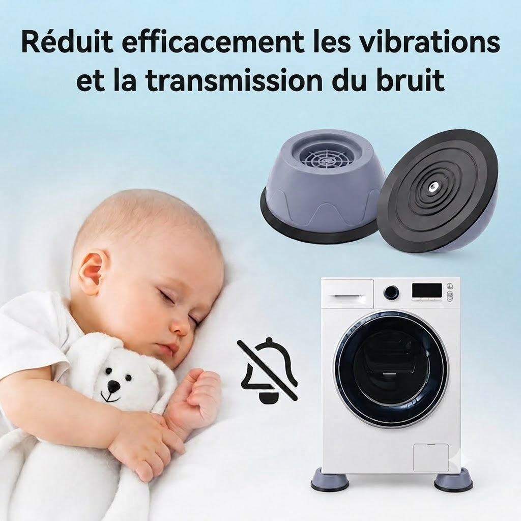 Pieds antivibrations pour lave-linge VeloPack™ | Tampons en caoutchouc anti-bruit et antidérapants