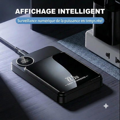 Batterie Externe Magnétique 10000mAh – Charge Rapide Filaire 22.5W & Sans Fil 15W