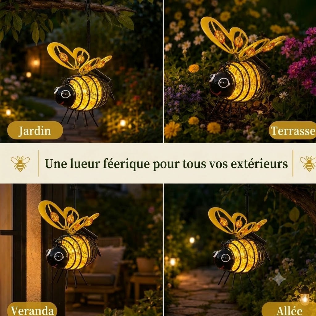 Lanterne Solaire Suspendue avec Abeilles – Éclairage Décoratif de Jardin