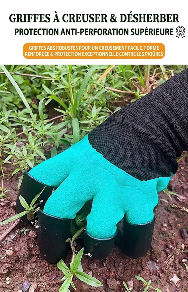 Gants de Jardinage avec Griffes – Creusez & Plantez sans Outils | 1 ACHETÉ = 1 OFFERT