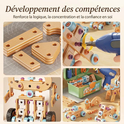 Ensemble d'outils et perceuse pour enfants OmniLiving™ (kit de construction créatif avec mallette)