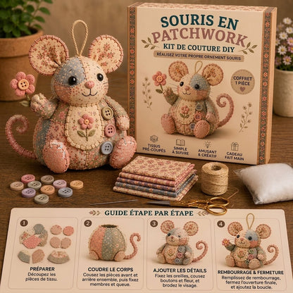 Kit de Couture Souris en Peluche Rétro – Fait Main