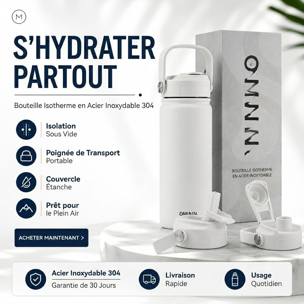 Gourde Isotherme en Acier Inoxydable Premium – Bouteille Thermos Sans BPA