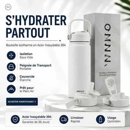 Gourde Isotherme en Acier Inoxydable Premium – Bouteille Thermos Sans BPA