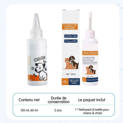 Nettoyant d'Oreilles pour Chiens & Chats – Lotion Auriculaire Douce et Apaisante