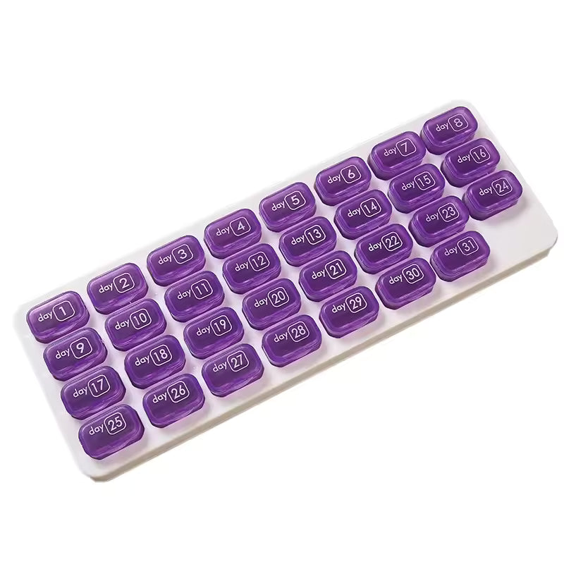 Pilulier mensuel 31 jours VigorCare™ - Boîte à médicaments mensuelle avec compartiments amovibles