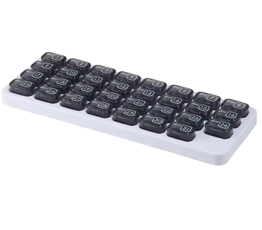 Pilulier mensuel 31 jours VigorCare™ - Boîte à médicaments mensuelle avec compartiments amovibles