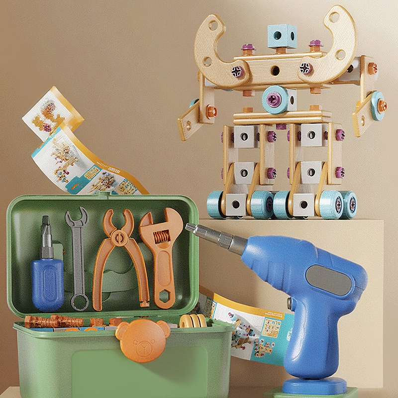 Ensemble d'outils et perceuse pour enfants OmniLiving™ (kit de construction créatif avec mallette)