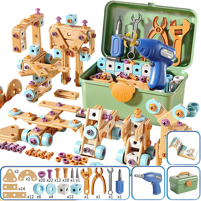Ensemble d'outils et perceuse pour enfants OmniLiving™ (kit de construction créatif avec mallette)