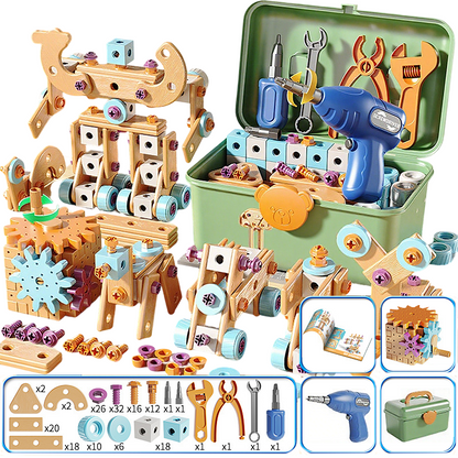 Ensemble d'outils et perceuse pour enfants OmniLiving™ (kit de construction créatif avec mallette)