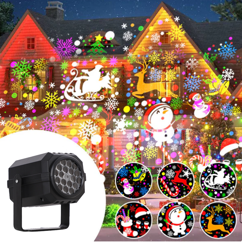 VaraLiving™ Projecteur LED de Noël Rotatif | 8 Motifs & Éclairage Extérieur Imperméable