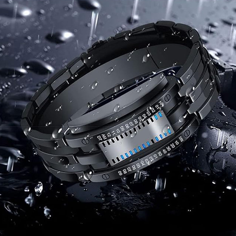 Montre LED Binaire – Acier Inoxydable (Style Futuriste)
