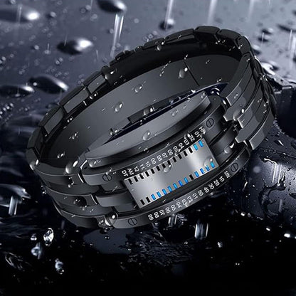 Montre LED Binaire – Acier Inoxydable (Style Futuriste)