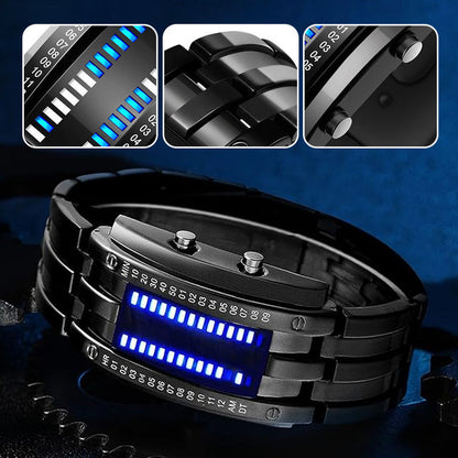 Montre LED Binaire – Acier Inoxydable (Style Futuriste)