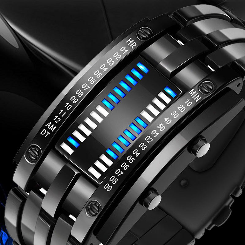 Montre LED Binaire – Acier Inoxydable (Style Futuriste)