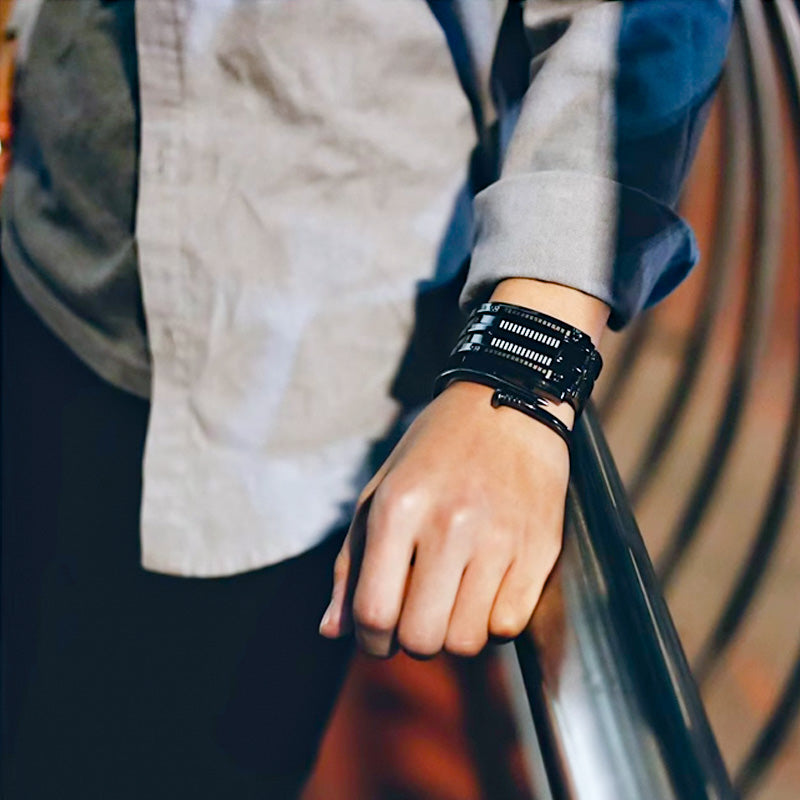 Montre LED Binaire – Acier Inoxydable (Style Futuriste)