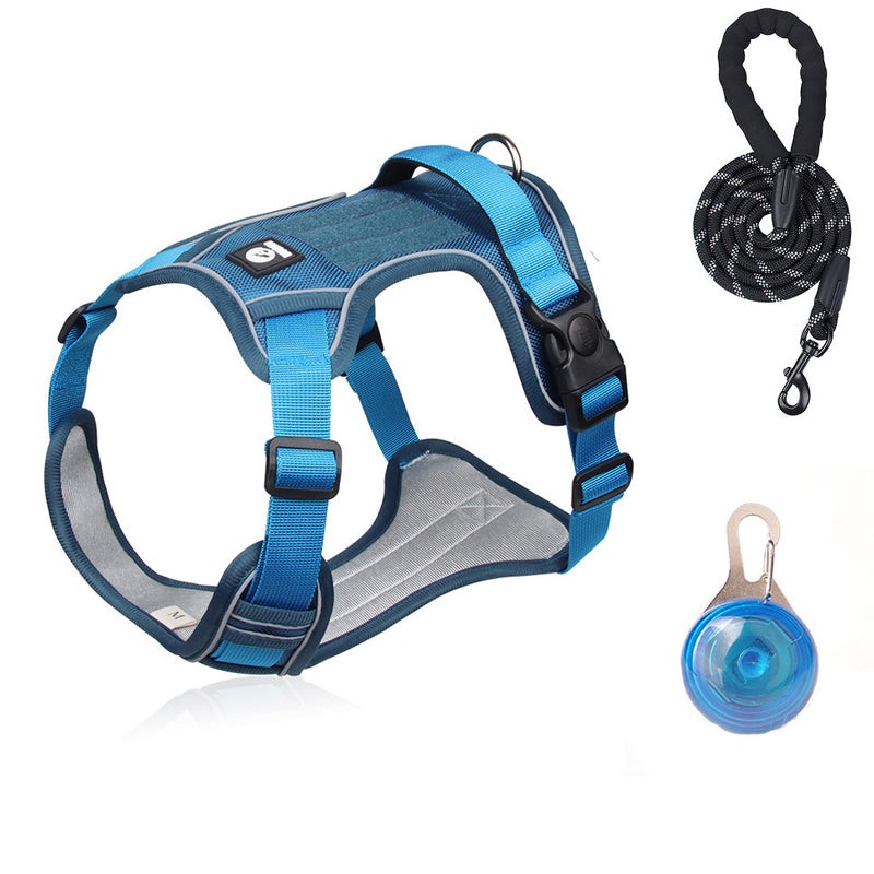 Pack Sécurité : Harnais Anti-Traction + Laisse + Collier LED – Confort Premium & Visibilité Nocturne