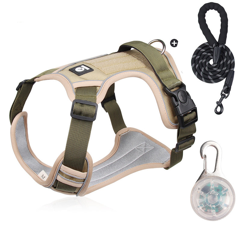 Pack Sécurité : Harnais Anti-Traction + Laisse + Collier LED – Confort Premium & Visibilité Nocturne