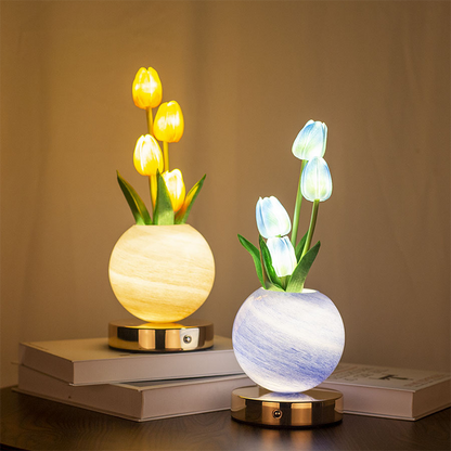 KiddieGlow™ Veilleuse Bouquet de Tulipes Élégante | Lampe de Table LED d'Ambiance