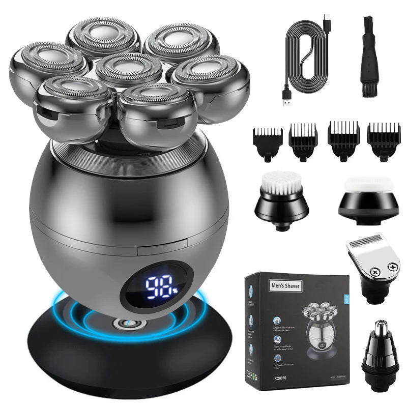 Rasoir Électrique Rotatif 7D Vexton™ Pro 5-en-1 – Sans Fil pour Rasage Sec & Humide