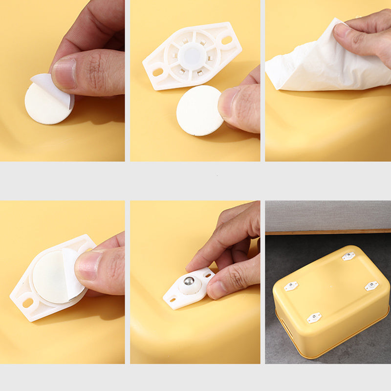 Roulettes pivotantes 360° adhésives GlideEase™ - Installation facile pour meubles et rangements