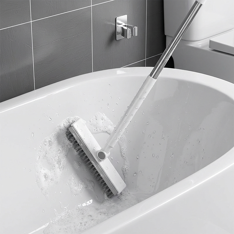 Brosse de Nettoyage 2-en-1 pour Joints & Coins avec Raclette Intégrée