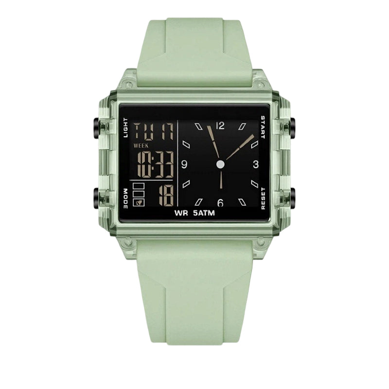 SilkEase™ Montre Digitale Transparente | Étanche 50M & Double Affichage Lumineux