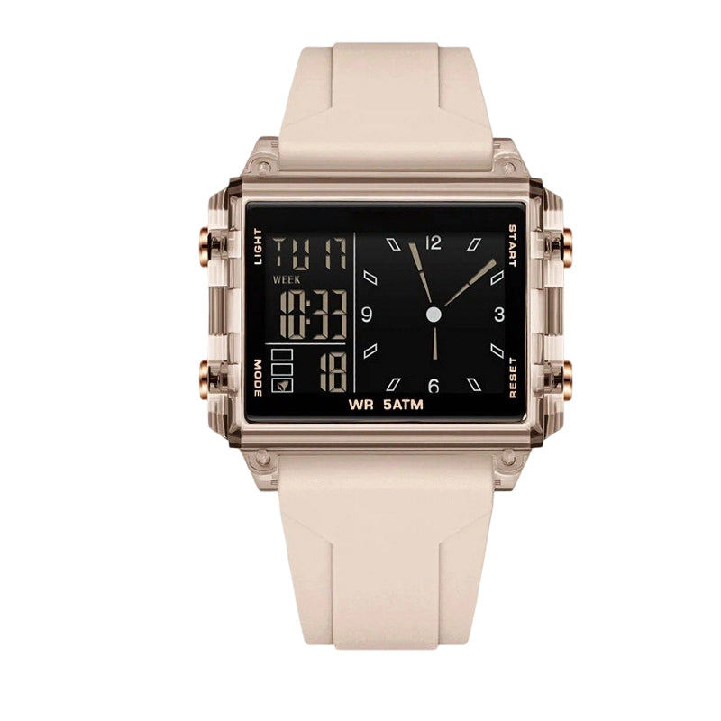 SilkEase™ Montre Digitale Transparente | Étanche 50M & Double Affichage Lumineux