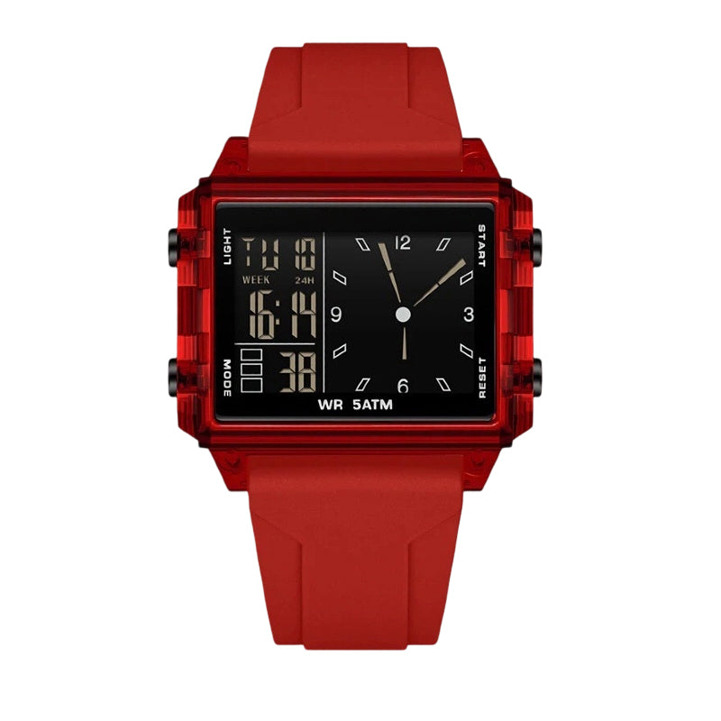SilkEase™ Montre Digitale Transparente | Étanche 50M & Double Affichage Lumineux