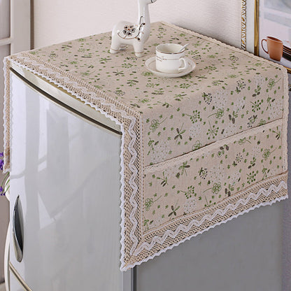 Dernier Jour de Promo ! 💖✨ Housse Anti-Poussière en Lin pour Réfrigérateur (avec Poches de Rangement)