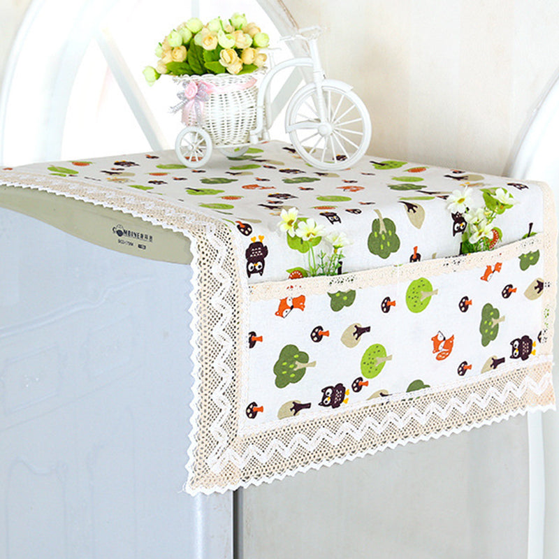 Dernier Jour de Promo ! 💖✨ Housse Anti-Poussière en Lin pour Réfrigérateur (avec Poches de Rangement)