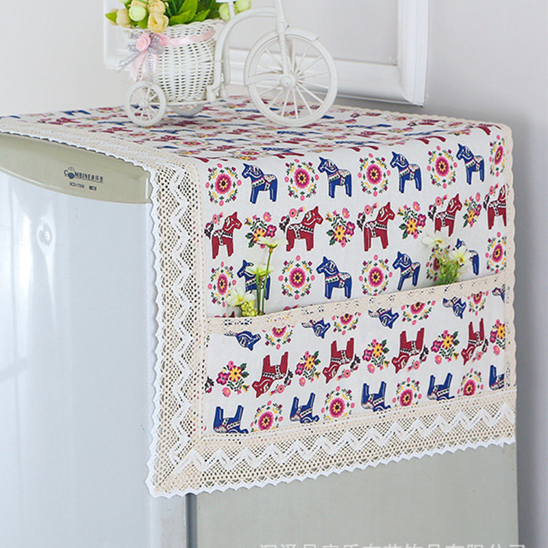 Dernier Jour de Promo ! 💖✨ Housse Anti-Poussière en Lin pour Réfrigérateur (avec Poches de Rangement)