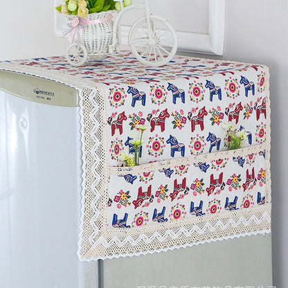 Dernier Jour de Promo ! 💖✨ Housse Anti-Poussière en Lin pour Réfrigérateur (avec Poches de Rangement)