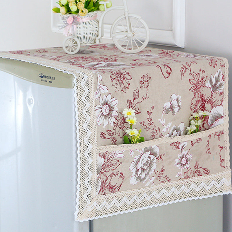 Dernier Jour de Promo ! 💖✨ Housse Anti-Poussière en Lin pour Réfrigérateur (avec Poches de Rangement)
